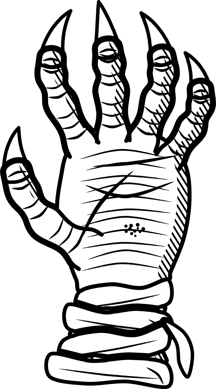 The Unearth MTGO logo, a bandaged hand with long claws drawn in black ink